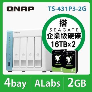 限量組合超值價【搭希捷 EXOS 16TB x2】QNAP 威聯通 TS-431P3-2G 網路儲存伺服器