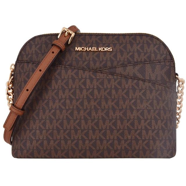 【Michael Kors】JET SET TRAVEL系列 防刮拚色皮革 金字 貝殼 斜背包 MK貝殼包(多色任選)