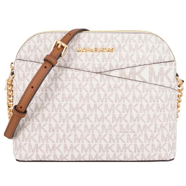 【Michael Kors】JET SET TRAVEL系列 防刮拚色皮革 金字 貝殼 斜背包 MK貝殼包(多色任選)