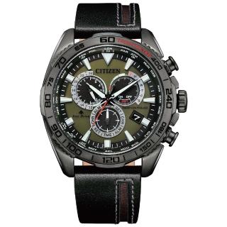 【CITIZEN 星辰】PROSMASTER 重機三眼計時電波光動能男錶/44.6mm(CB5037-17X)