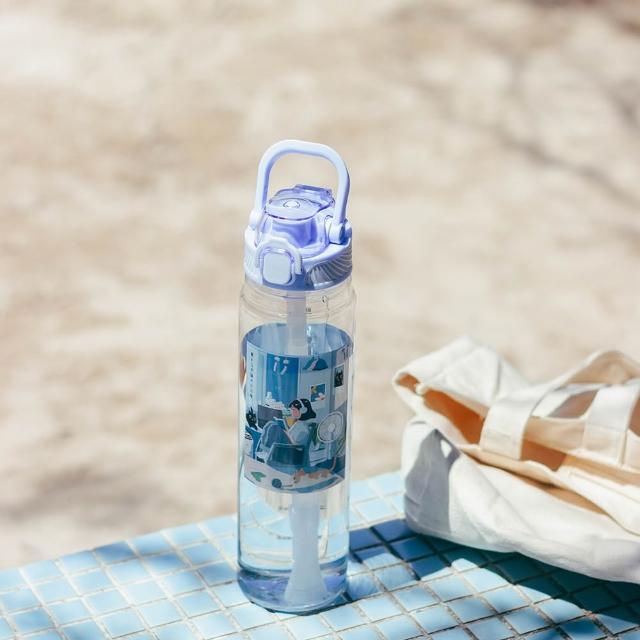【Maru 丸山製研】買1送1-_美國Tritan彈蓋提把吸管兩用水壺1000ml(雙飲水壺/大容量/吸管水壺/運動水壺)