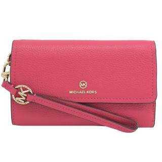 【Michael Kors】經典LOGO活動手提手機袋零錢長夾手拿包手提包(桃紅)