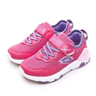 【LOTTO】中童 19cm-23cm 輕量競速避震慢跑鞋 RISE RUN系列(桃紫粉 3623)