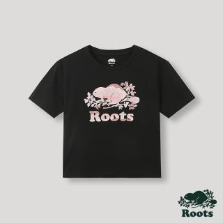 【Roots】Roots女裝-T恤俱樂部系列 迷彩海狸短袖T恤(黑色)