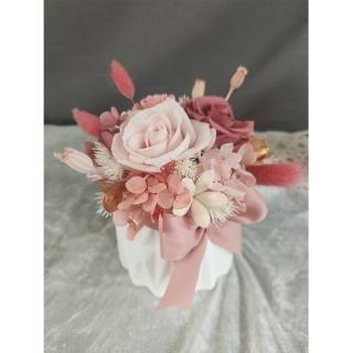 【OSTARA FLORIST 奧斯塔拉花藝】清新甜蜜香氛石膏永生花禮(永生花材、不凋玫瑰、索拉花、永生配材)
