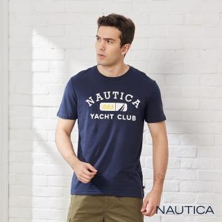 【NAUTICA】男裝 時尚LOGO旗語短袖T恤(海軍藍)