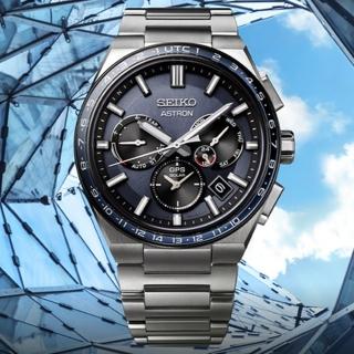 【SEIKO 精工】ASTRON GPS 廣告款5X53雙時區鈦金屬男錶-藍x銀/42.7mm(SSH109J1/5X53-0BR0B)