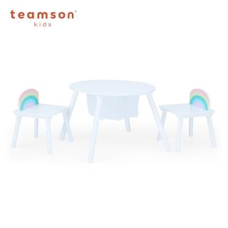 【Teamson】彩虹兒童收納木製桌椅組-白色