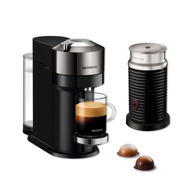 【Nespresso】Vertuo Next尊爵款膠囊咖啡機奶泡機組合_奢華銀 全自動咖啡機(瑞士頂級咖啡品牌)