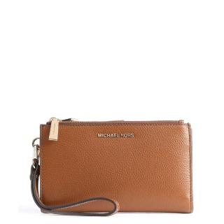 【Michael Kors】經典不敗款 防刮荔枝紋皮革長夾 皮夾 手拿包 咖啡色(長夾 手拿包 駝色 附原廠紙盒)
