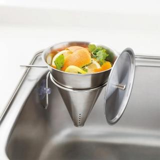 【吉川 日本新潟】304不鏽鋼圓錐型附蓋蔬果廚餘瀝水收納架(日本製)