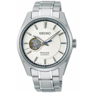 【SEIKO 精工】PRESAGE系列SharpEdgedSeries新銳系列白練色Shironeri鋼帶錶(SPB309J1/6R38-00A0S黑標)