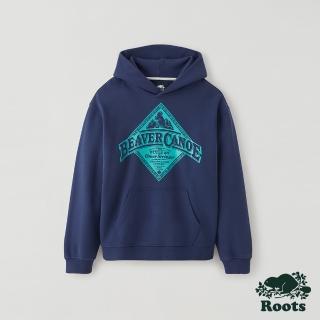 【Roots】Roots男裝-海狸獨木舟系列 經典LOGO連帽上衣(藍色)