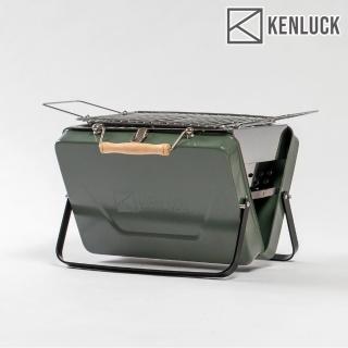 【KENLUCK】BUDDY 攜帶型烤肉架 / 錘紋綠-陽極黑腳架(烤爐 烤肉爐 BBQ 焚火台 火爐 台灣品牌)