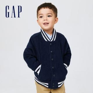 【GAP】男幼童 羊毛混紡棒球領外套(434980-藏藍色)