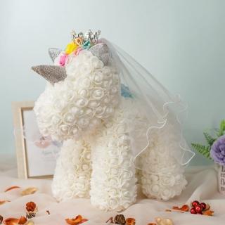 【Flower Plus】純白之戀永生花獨角獸(PE 仿真玫瑰)