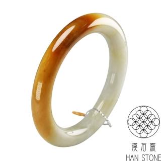 【漢石齋】天然A貨 黃翡種 翡翠圓條手鐲玉鐲(手圍18.8/ 版寬10.7mm)