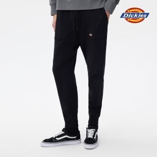 【Dickies】男款黑色純棉針織大口袋Logo縮口褲｜DK011024BLK