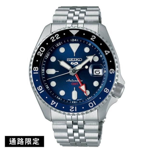 【SEIKO 精工】5 Sports經典SKX GMT 不鏽鋼帶 黑水鬼款(三款可選 綜合賣場 均一價)618年中慶