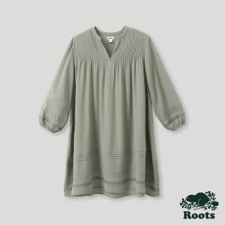 【Roots】Roots 女裝- 摩登週間系列 雕花設計泡泡袖洋裝(綠色)