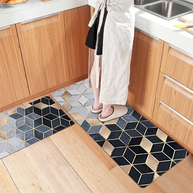 【半島良品】買1長送2短-防油防水減壓皮革廚房地墊120x45+75x45cm(多款選 台灣環保印刷)
