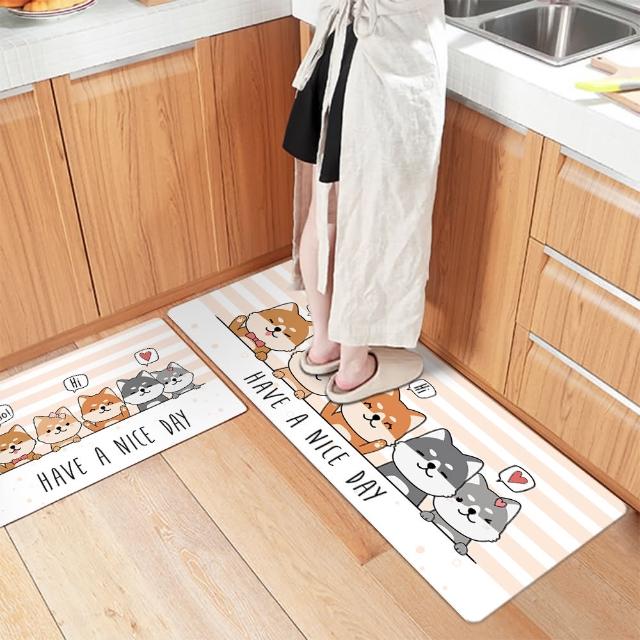 【半島良品】買1長送2短-防油防水減壓皮革廚房地墊120x45+75x45cm(多款選 台灣環保印刷)