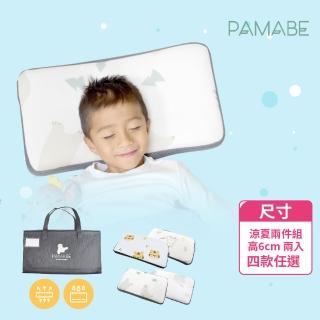 【PAMABE】4D兒童水洗透氣枕-涼夏兩件組-6cm(防蹣抗菌/午睡枕/保母托育枕/兒童枕/小童枕)