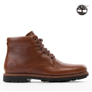 【Timberland】男款中棕色全粒面皮革防水Alden Brook側拉鍊短靴(A284CK43)