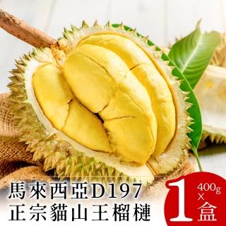 【貓小胖】現貨-D197馬來西亞貓山王榴槤1盒(400g/盒；已去殼取果肉)