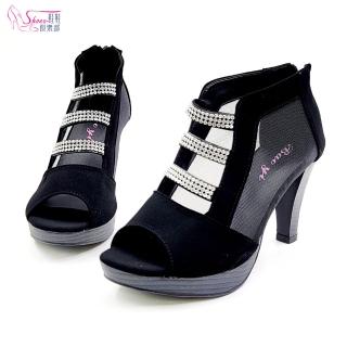 【ShoesClub 鞋鞋俱樂部】韓版排鑽透膚魚口高跟鞋 女鞋 052-7711