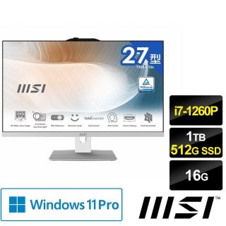 【MSI 微星】Modern AM272P 12M-045TW 27型AIO液晶電腦(i7-1260P/16G/1T HDD+512G SSD/Win11Pro)