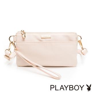 【PLAYBOY】斜背小包附手挽帶 尼龍系列(白色)