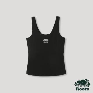 【Roots】Roots 女裝- 山林漫步系列 海狸LOGO合身短版背心(黑色)