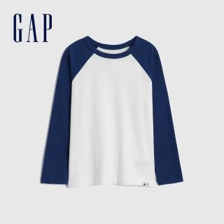 【GAP】男幼童 布萊納系列 純棉插肩長袖T恤(431680-白色)