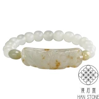 【漢石齋】天然A貨 冰糯種翡翠 玉牌手串(玉牌尺寸43*13*6mm)