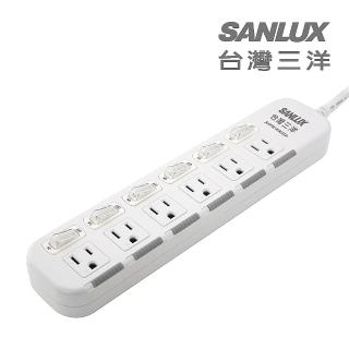 【SANLUX 台灣三洋】防塵蓋轉接延長電源線 3孔6座6切1.8M(SYPW-W366DA)