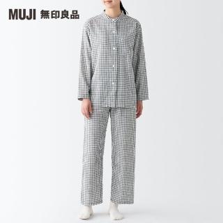 【MUJI 無印良品】女有機棉無側縫二重紗織立領長袖家居睡衣(共3色)