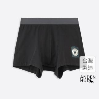 【Anden Hud】男款_公路旅行．短版腰帶平口內褲(黑-酒瓶)