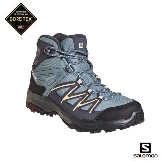 【salomon】女 DAINTREE GTX 中筒登山鞋(暴綠/烏木黑/杏仁粉)