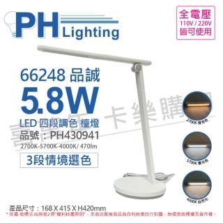 【Philips 飛利浦】LED Desk light 品誠 66248 5.8W 2700/5700/4000K 四段 可調色 檯燈 _ PH430941