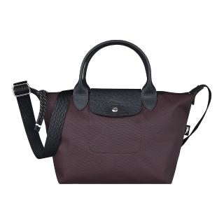 【LONGCHAMP】LONGCHAMP LE PLIAGE ENERGY壓印LOGO再生尼龍短把拉鍊斜背包(酒紅)