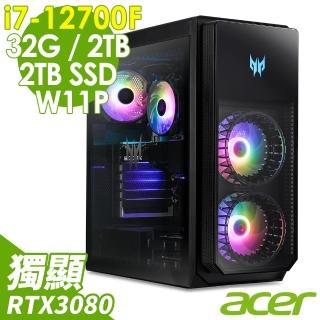 【Acer 宏碁】PO5-640 i7-12700F/32G/2TSSD+2TB/RTX3080 8G/W11升級W11P(12代i7十二核心電腦)