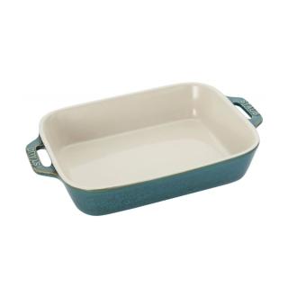 【STAUB】長方型陶瓷烤盤20x16cm-綠松石/1.1L(德國雙人牌集團官方直營)