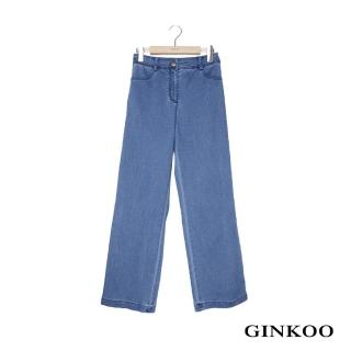 【GINKOO 俊克】水洗牛仔寬褲