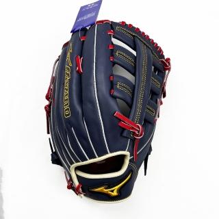 【MIZUNO 美津濃】棒球手套 外野 13吋 雙十字檔 全牛皮 霧藍X紅(1ATGH20790 29)
