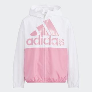 【adidas 愛迪達】外套 男童 女童 兒童 運動外套 風衣外套 亞規 JG STRWV JKT 白粉紅 HS1025