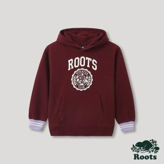 【Roots】Roots大童-運動派對系列 學院風LOGO連帽上衣(酒紅)