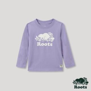 【Roots】Roots小童- 經典海狸LOGO有機棉長袖T恤(紫色)