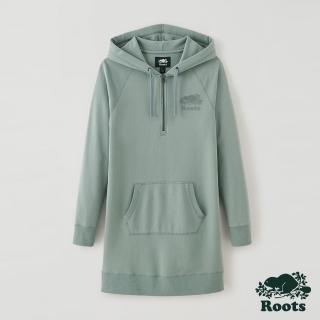 【Roots】Roots 女裝- 經典海狸LOGO連帽洋裝(湖水綠)
