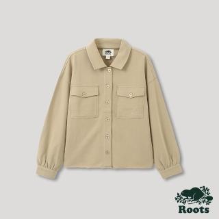 【Roots】Roots女裝-摩登周間系列 簡約落肩襯衫外套(陶土褐)